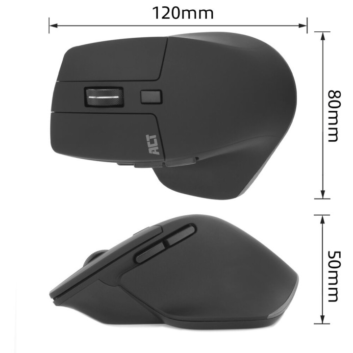 Безжична ергономична мишка ACT AC5146, безшумна, 2400 DPI, Bluetooth и USB-A приемник - 4
