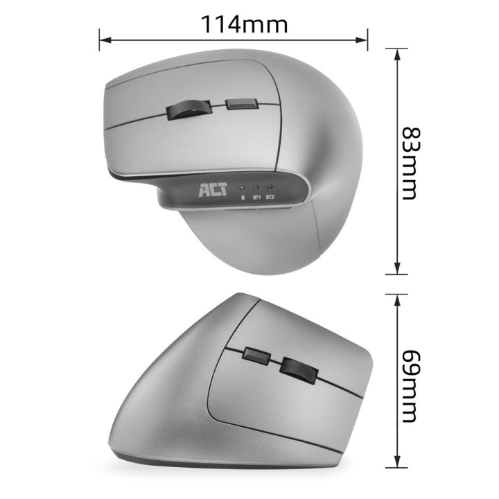 Безжична ергономична мишка ACT AC5155 с Bluetooth и USB-C/USB-A приемник - 4