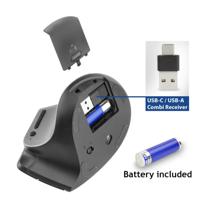 Безжична ергономична мишка ACT AC5155 с Bluetooth и USB-C/USB-A приемник - 6