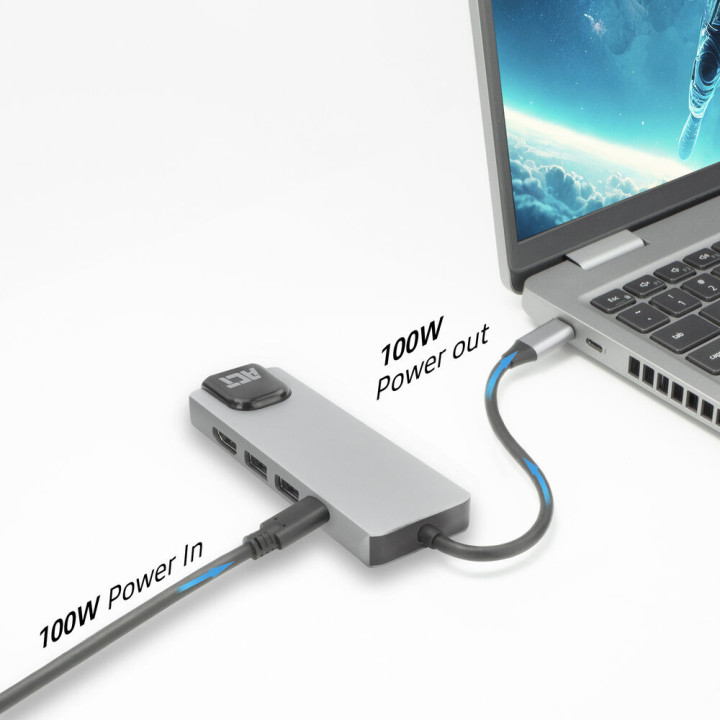 USB-C докинг станция ACT AC7091, HDMI 4K@60Hz, Gigabit Ethernet, 2x USB-A, USB-C PD 100W - 3