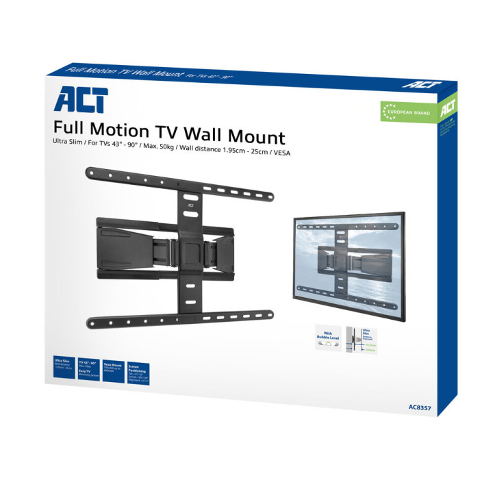 Стойка за телевизор ACT AC8357, ултратънка Full Motion 43"–90", VESA до 50 кг - 9