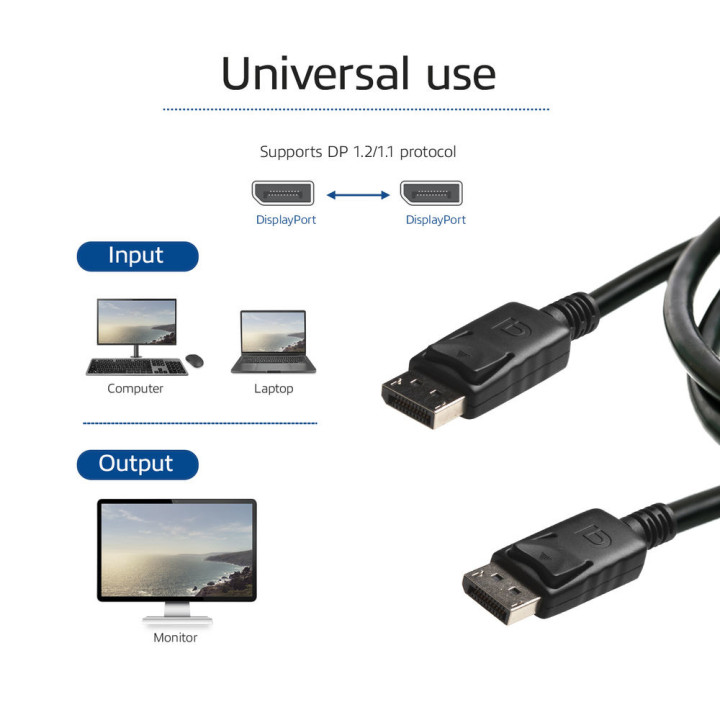 DisplayPort кабел ACT, 2m, 4K UHD 60Hz, Pin 20 - AK3980 - 2