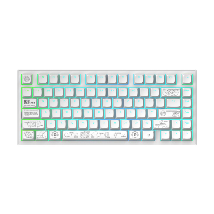 Безжична геймърска механична клавиатура Dark Project ALU81A Terra Nova R2, White RGB, G3MS Moonstone суичове - DPKB_NOVA_81_ANSI