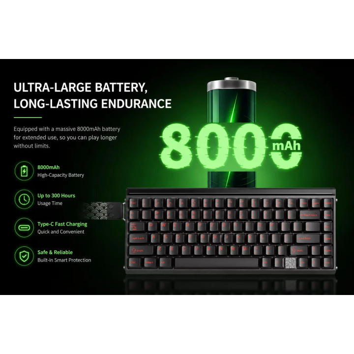 Безжична геймърска механична клавиатура Aula HERO 75 HE, 75%, Magnetic Linear Switches, RGB, 8000Hz, Bluetooth/USB - HERO75-HE-S