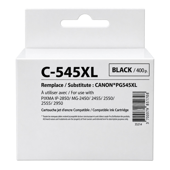 Мастилена касета UPRINT PG-545XL, съвместима с Canon IP2850/MG2450/MG2550/TS335x, черна, 450 копия - PG-545XL - 1