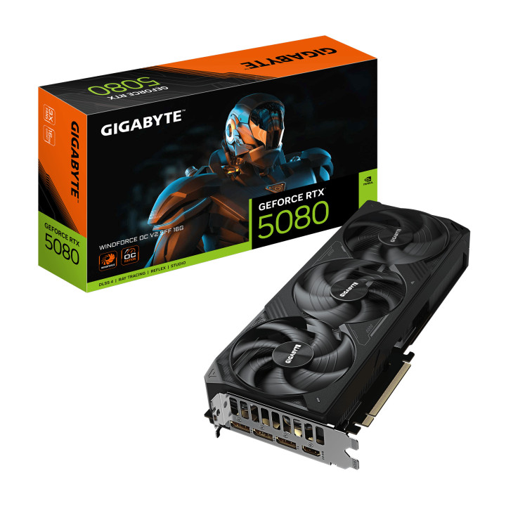 Видео карта GIGABYTE GeForce RTX 5080 WINDFORCE OC V2 SFF, 16GB GDDR7 256-bit - GV-N5080WF3OCV2-16GD - 1