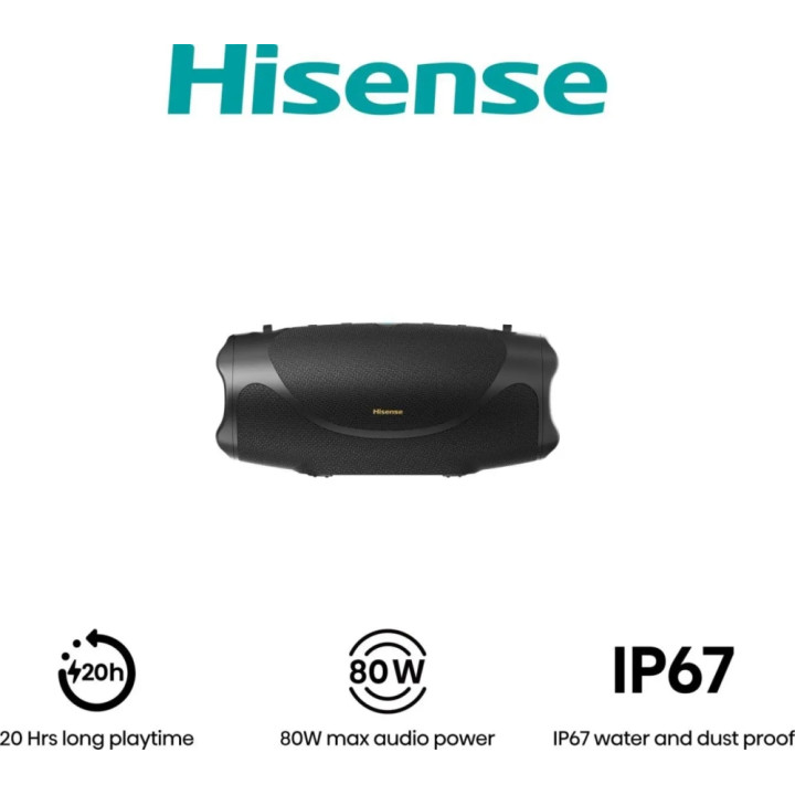 Портативна аудио система Hisense FlexBoom, 2.0 ch, 80W, Bluetooth 6.0, IP67, 20h play - 20019368 - 2