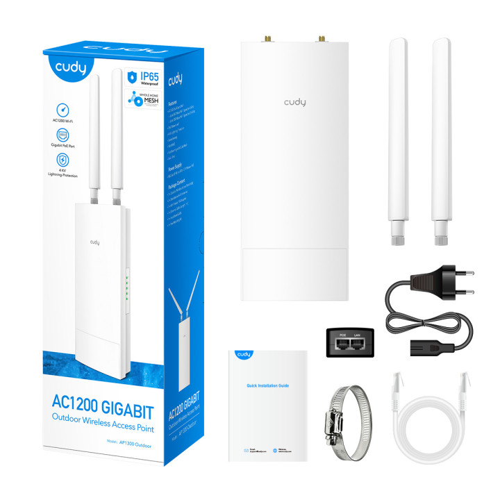 Access Point Cudy AP1300-Outdoor, AC1200, 2.4/5 GHz, 300-867 Mbps, 1x Gigabit WAN/LAN, PoE - CUDY-AP1300-OUTDOOR - 4