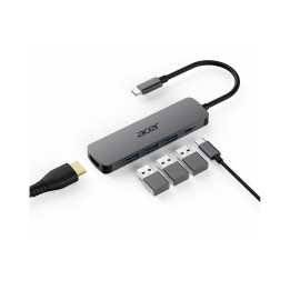 USB-C докинг станция Acer 5в1, 3x USB 3.0 5Gbps, 1x HDMI 4K 60Hz, 1x USB-C 100W PD - HP.DSCAB.021 - 1