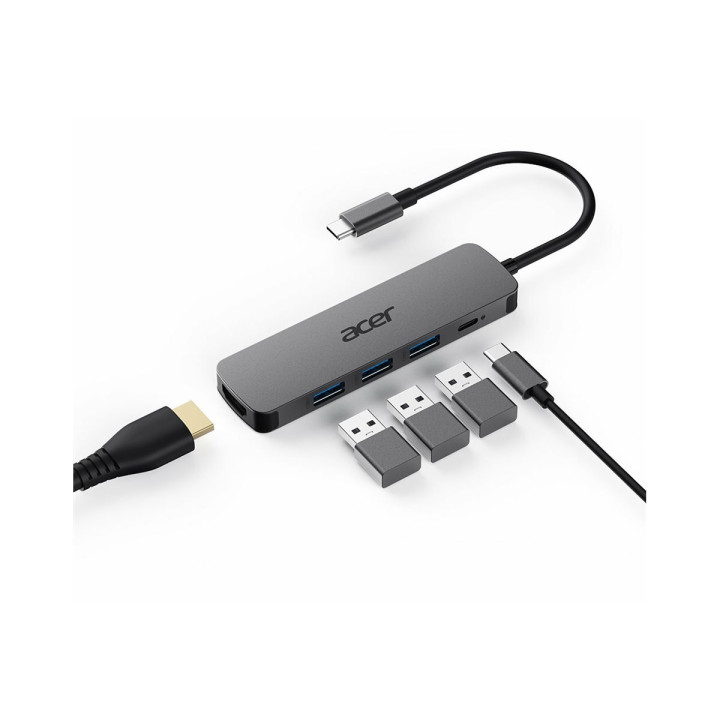 USB-C докинг станция Acer 5в1, 3x USB 3.0 5Gbps, 1x HDMI 4K 60Hz, 1x USB-C 100W PD - HP.DSCAB.021 - 1