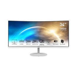 Монитор MSI PRO MP341CQW, 34" UWQHD VA 100Hz 1ms, 3440x1440, 21:9, HDMI, DP, FreeSync, вградени говорители, извит - 9S6-3PB2CT-0