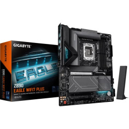 Дънна платка GIGABYTE Z890 EAGLE WIFI7 PLUS, Intel Z890, LGA1851, DDR5 9466+MT/s (OC), PCIe 5.0, Wi-Fi 7, 2.5GbE - 1
