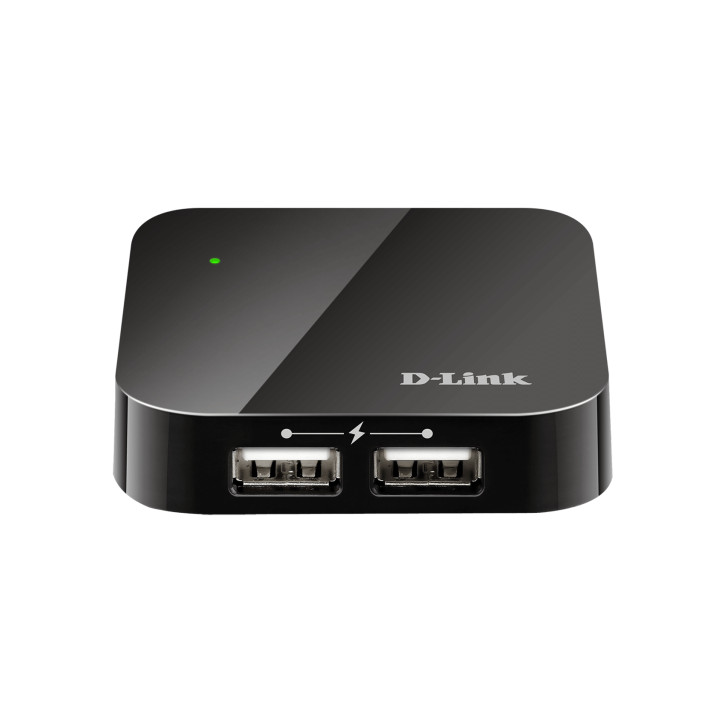 USB хъб D-Link DUB-H4/E със захранване, 4-порта, USB 2.0, Черен