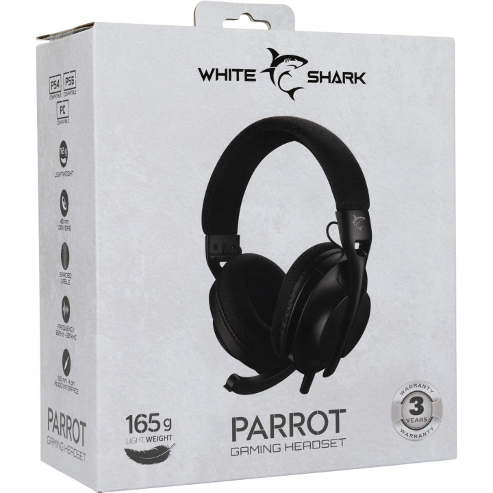 Гейминг слушалки White Shark PARROT, Over-Ear, жични, черни - SBX00273 - 8