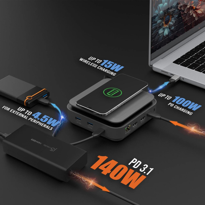 Докинг станция J5create JCD3199P, USB-C, 2x HDMI 4K, 140W GaN PD3.1, SD Card Reader - JCD3199P - 2