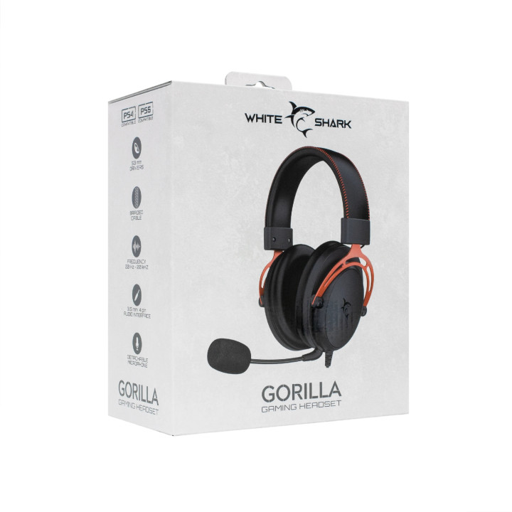 Геймърски слушалки White Shark Gorilla, 53mm, Stereo 2.0, 3.5mm jack - GORILLA-BLACK/RED - 7