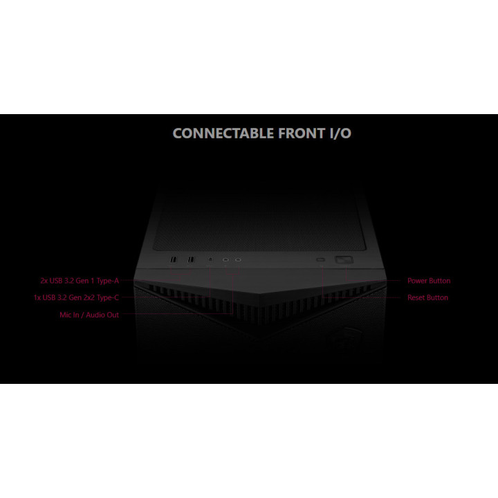 Кутия за компютър MSI MPG GUNGNIR 300P AIRFLOW, Mid-Tower, E-ATX, черна - 306-7G21P21-W57 - 8