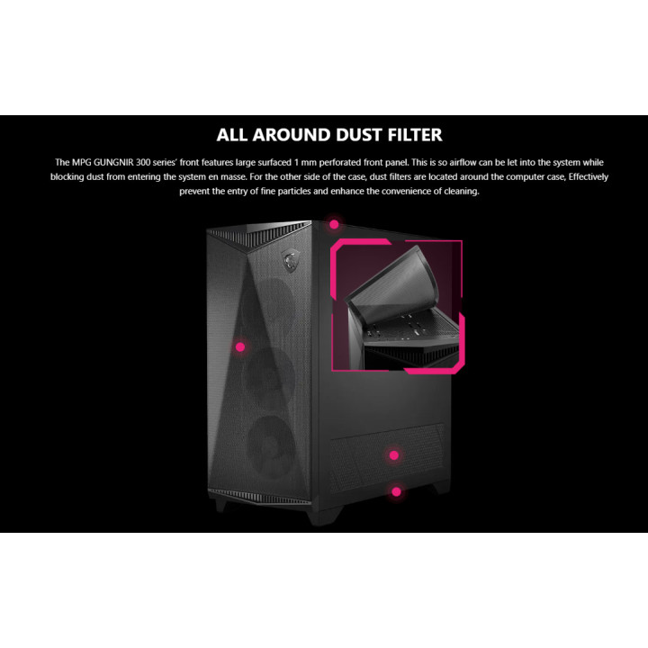 Кутия за компютър MSI MPG GUNGNIR 300P AIRFLOW, Mid-Tower, E-ATX, черна - 306-7G21P21-W57 - 9