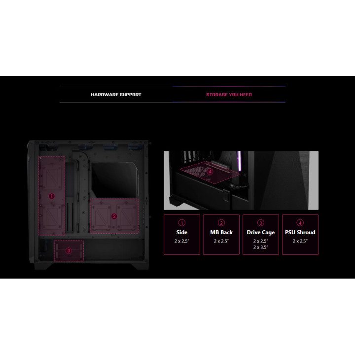 Кутия за компютър MSI MPG GUNGNIR 300P AIRFLOW, Mid-Tower, E-ATX, черна - 306-7G21P21-W57 - 10