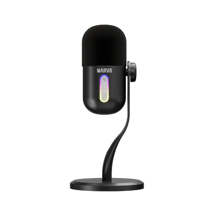 Микрофон Marvo Blast 50, USB/3.5mm, RGB подсветка, шумопотискане - MIC-08-BK - 1