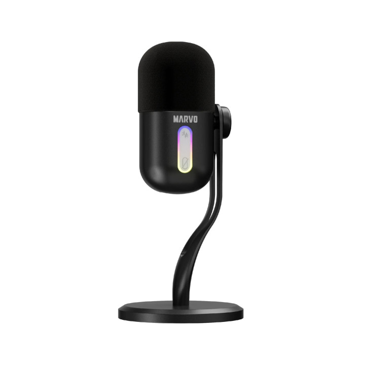 Микрофон Marvo Blast 50, USB/3.5mm, RGB подсветка, шумопотискане - MIC-08-BK - 7