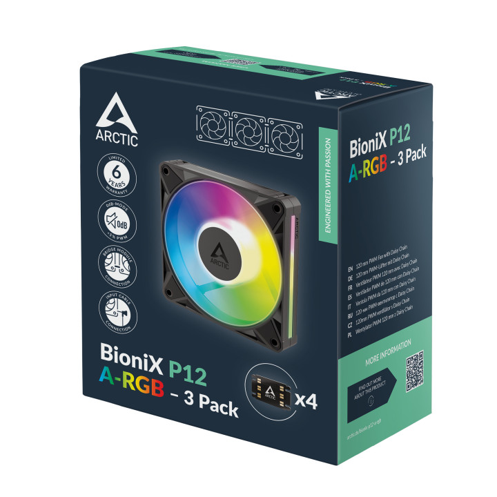 Комплект вентилатори ARCTIC BioniX P12 A-RGB, 120mm PWM 3000 RPM - ACFAN00337A - 9