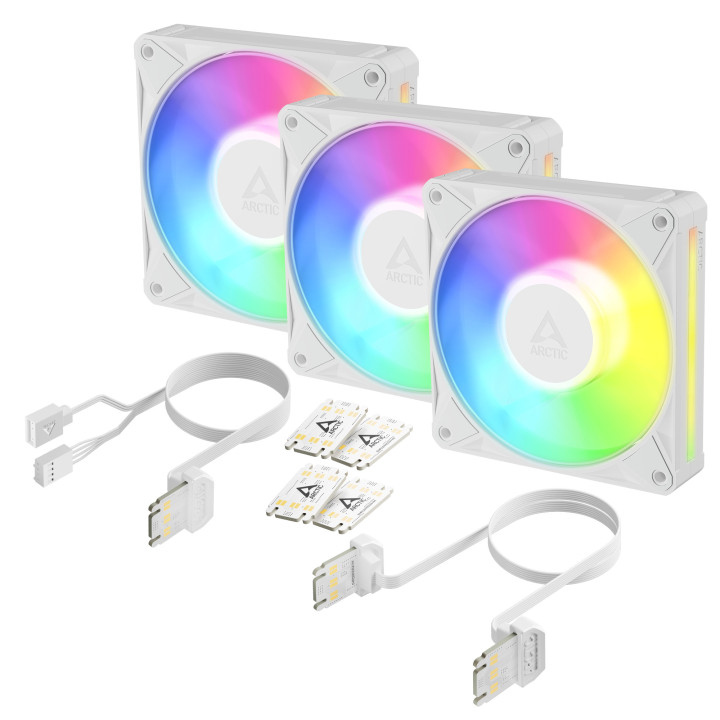 Комплект вентилатори ARCTIC BioniX P12 A-RGB PWM, 120mm, 450-3000 RPM, Бял - ACFAN00338A - 3