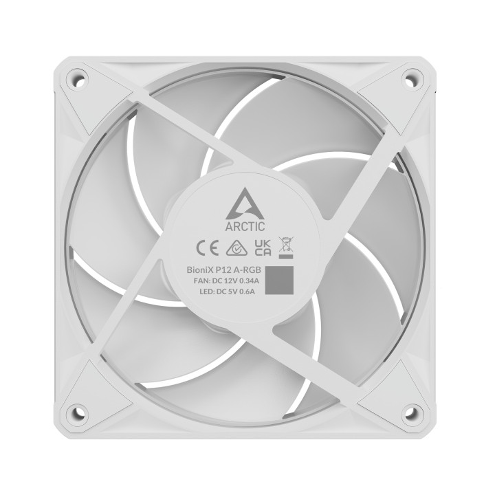 Комплект вентилатори ARCTIC BioniX P12 A-RGB PWM, 120mm, 450-3000 RPM, Бял - ACFAN00338A - 8