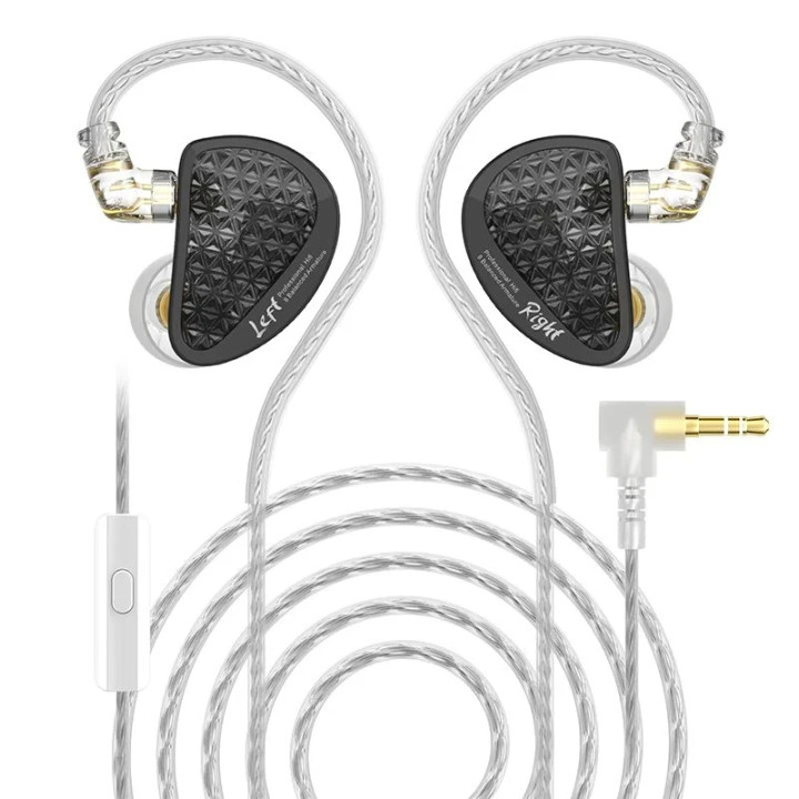 Слушалки KZ AS16 PRO, In-Ear Monitors, 8BA драйвера, Hi-Fi, 3.5mm, с микрофон, черни - 6.01.02.0230 - 1