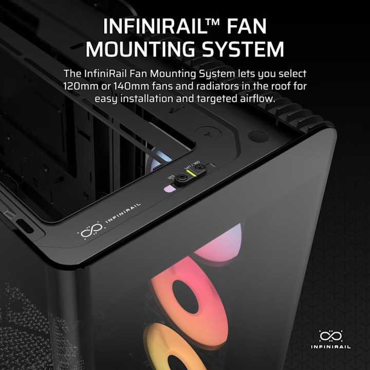 Кутия за компютър CORSAIR 4500X RS-R ARGB, Mid-Tower, Tempered Glass, ATX/E-ATX/mATX/Mini-ITX, Черна - CC-9011314-WW - 6
