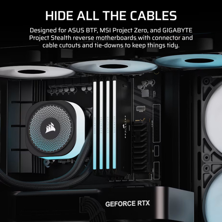 Кутия за компютър CORSAIR 4500X RS-R ARGB, Mid-Tower, Tempered Glass, ATX/E-ATX/mATX/Mini-ITX, Черна - CC-9011314-WW - 8