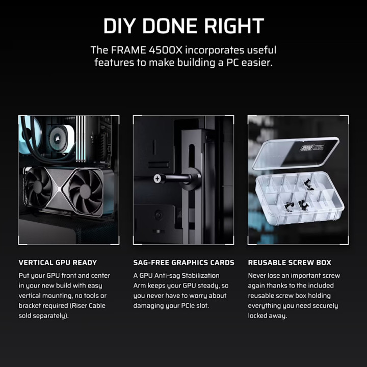 Кутия за компютър CORSAIR 4500X RS-R ARGB, Mid-Tower, Tempered Glass, ATX/E-ATX/mATX/Mini-ITX, Черна - CC-9011314-WW - 11