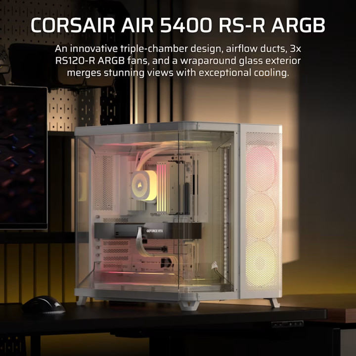 Кутия за компютър CORSAIR 5400 RS-R ARGB, Mid-Tower, Tempered Glass, White - CC-9011319-WW - 2