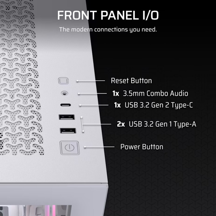Кутия за компютър CORSAIR 3500X RSR ARGB Tempered Glass Mid-Tower, White - CC-9011323-WW - 6