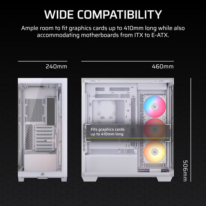 Кутия за компютър CORSAIR 3500X RSR ARGB Tempered Glass Mid-Tower, White - CC-9011323-WW - 7
