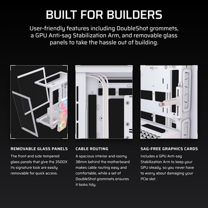Кутия за компютър CORSAIR 3500X RSR ARGB Tempered Glass Mid-Tower, White - CC-9011323-WW - 8