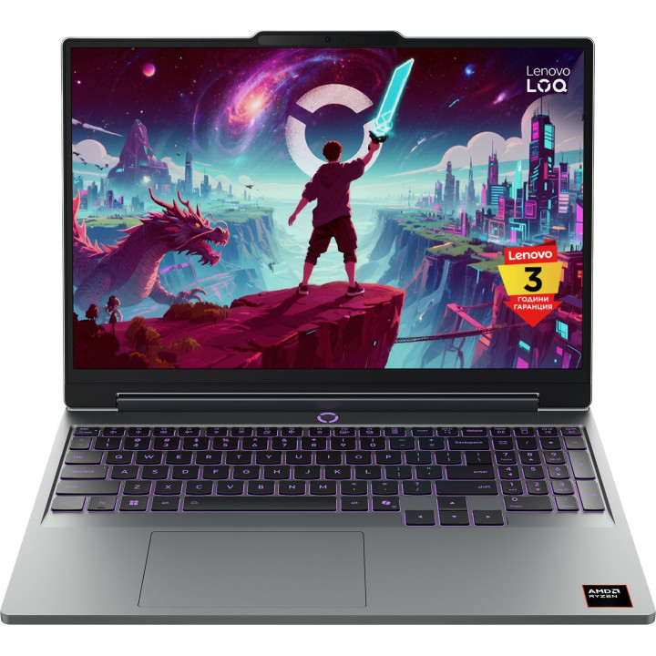 Лаптоп Lenovo LOQ 15AHP11, 15.3", Full HD+, AMD Ryzen 7 250, NVIDIA RTX 5060 8GB GDDR7 DLSS 4, RAM 32GB, 512GB SSD - 83TN001VBM 