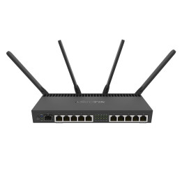 Двулентов рутер MikroTik RB4011iGS+5HacQ2HnD-IN, 4-ядрен 1.4GHz процесор, 5GHz до 1733Mbps, 4 външни антени, RouterOS L5 - RB401