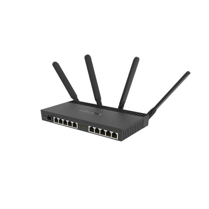Двулентов рутер MikroTik RB4011iGS+5HacQ2HnD-IN, 4-ядрен 1.4GHz процесор, 5GHz до 1733Mbps, 4 външни антени, RouterOS L5 - RB401