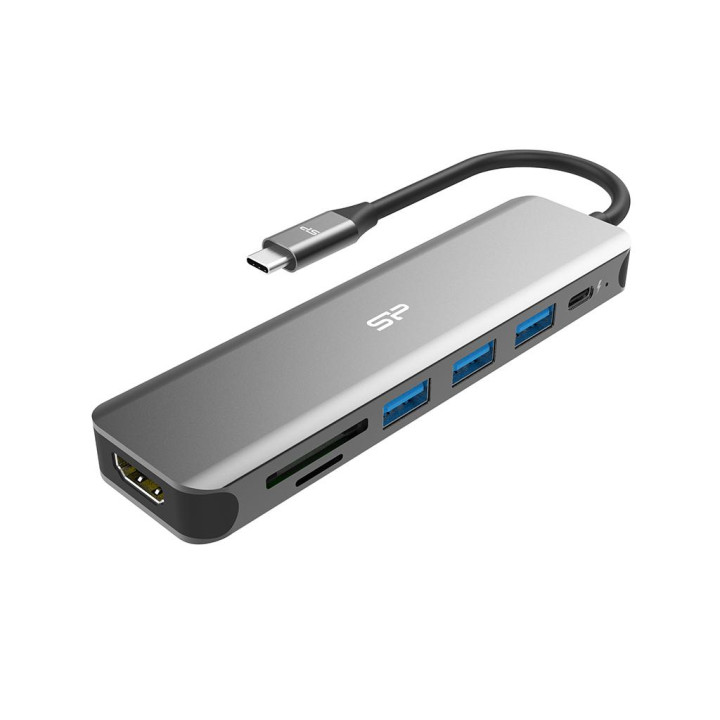 Докинг станция Silicon Power Boost SU20, 7 в 1, HDMI, SD, MicroSD, USB, USB-C - SPU3C07DOCSU200G - 1