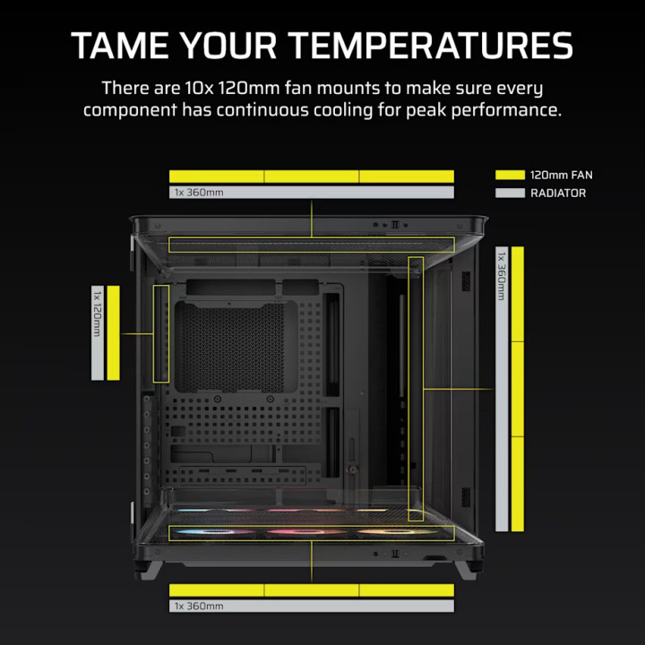 Кутия за компютър CORSAIR 5400 RS-R ARGB, Mid-Tower, Tempered Glass, ATX, Черна - CC-9011318-WW - 10