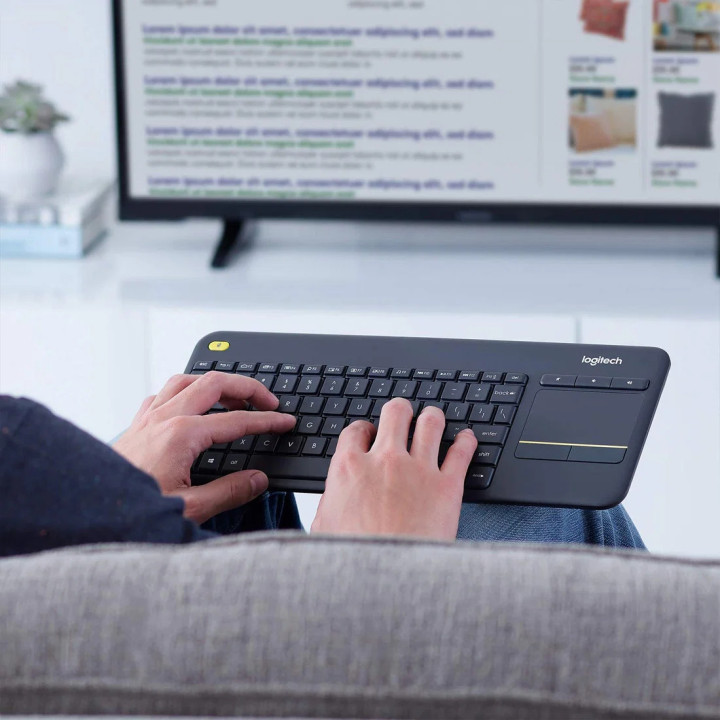 Безжична клавиатура с тъчпад Logitech K400 Plus, USB приемник, 10m обхват, тъмно синя - 920-007143 - 8