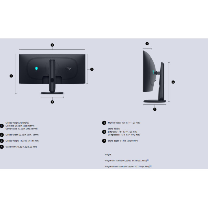 Монитор Dell Alienware AW3426DW, 34" UWQHD (3440x1440) QD-OLED 280Hz, 21:9, 1800R, 0.03ms, 99% DCI-P3, DP1.4, 2xHDMI2.1, USB-C -
