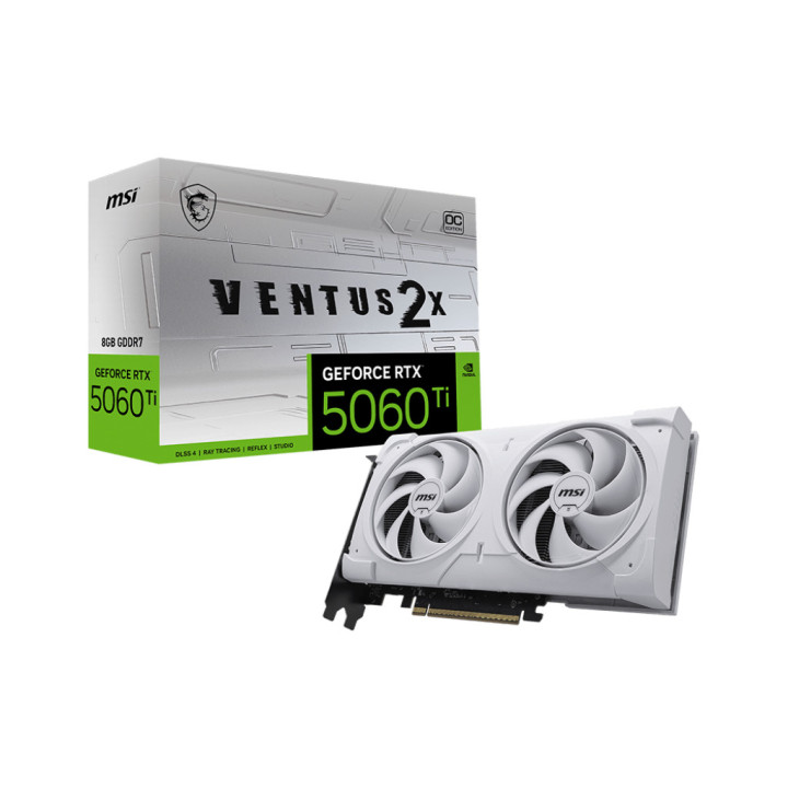 Видео карта MSI Nvidia GeForce RTX 5060 Ti 8G VENTUS 2X OC WHITE PLUS, 8GB GDDR7, 128bit - 1