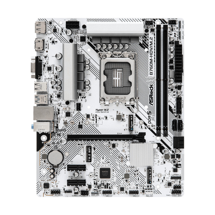 Дънна платка ASRock B760M-HDV/M.2, LGA1700, DDR5, PCI-E 4.0, 2x M.2, USB Type-C, Micro ATX - 2