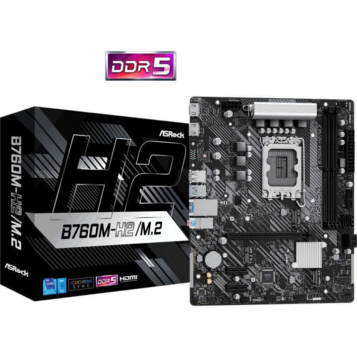 Дънна платка AsRock B760M-H2/M.2, DDR5, LGA1700 - 1