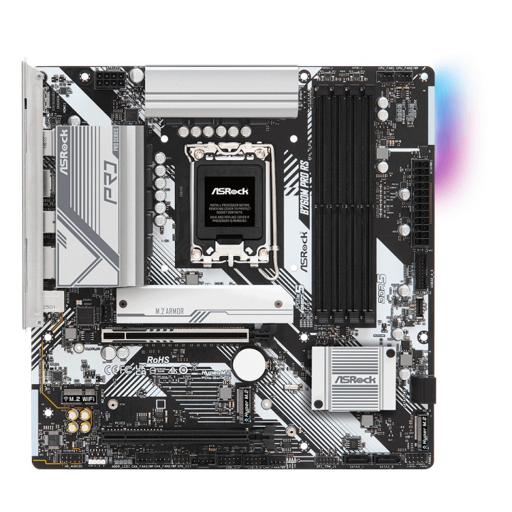 Дънна платка AsRock B760M Pro RS, LGA1700, DDR5, 1x PCIe 5.0, 3x Hyper M.2 PCIe Gen4x4 - 2