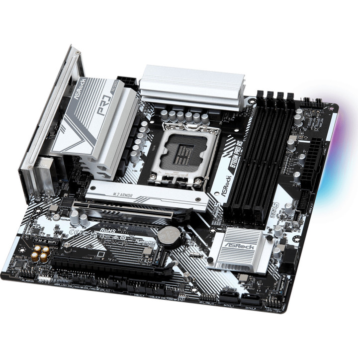 Дънна платка AsRock B760M Pro RS, LGA1700, DDR5, 1x PCIe 5.0, 3x Hyper M.2 PCIe Gen4x4 - 3