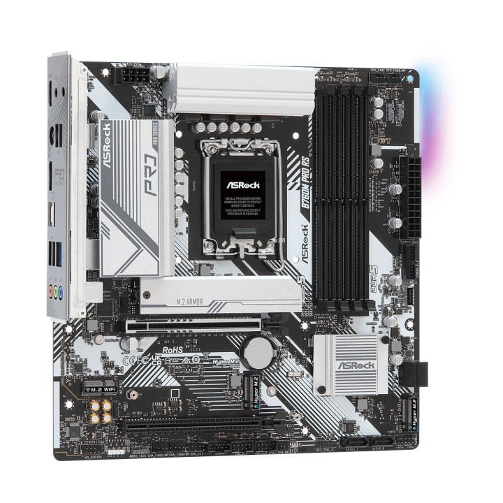 Дънна платка AsRock B760M Pro RS, LGA1700, DDR5, 1x PCIe 5.0, 3x Hyper M.2 PCIe Gen4x4 - 4