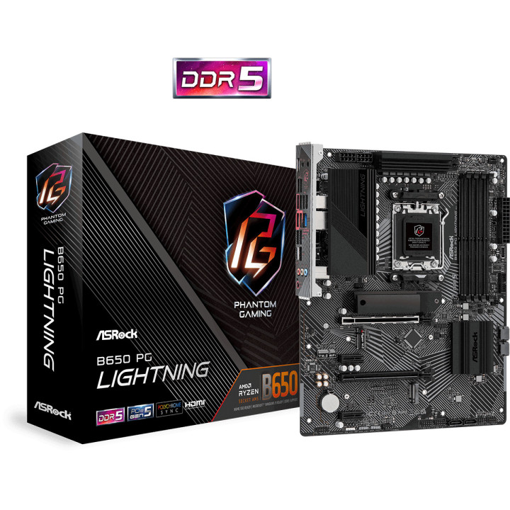 Дънна платка AsRock B650 PG Lightning, AM5, ATX, 4xDDR5 - 1